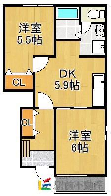サイレントパレス一条(2DK/1階)の間取り写真