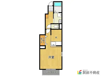 西鉄天神大牟田線 東甘木駅 徒歩10分 2階建 築21年(1K/1階)の間取り写真
