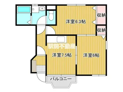 サンシャイン姫島B(2DK/1階)の間取り写真