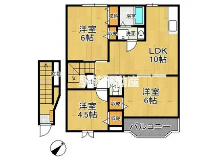 九州新幹線 新大牟田駅 徒歩27分 2階建 築27年(3LDK/2階)の間取り写真