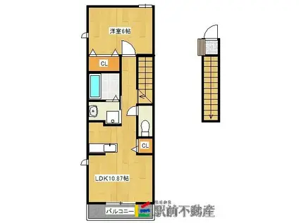 西鉄天神大牟田線 東甘木駅 徒歩22分 2階建 築21年(1LDK/2階)の間取り写真