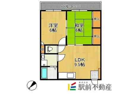 ハイツタダクマⅠ(2DK/2階)の間取り写真