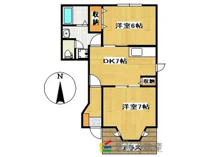 ヴェルジュ白銀(2DK/1階)の間取り写真