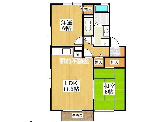 エスポワール21(2LDK/1階)の間取り写真