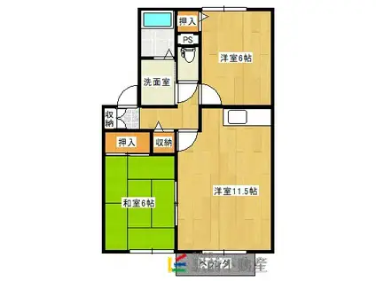 エミネンス白銀(2LDK/1階)の間取り写真