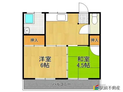 三池コーポ(2DK/1階)の間取り写真