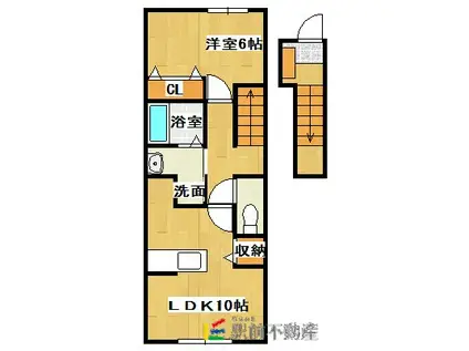 西鉄天神大牟田線 東甘木駅 徒歩10分 2階建 築21年(1LDK/2階)の間取り写真