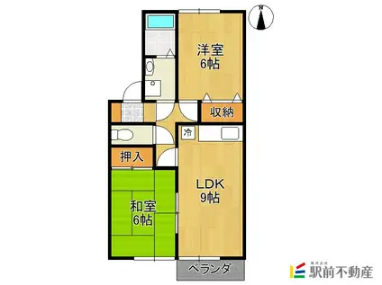 セジュールプチボォーネ(2LDK/2階)の間取り写真