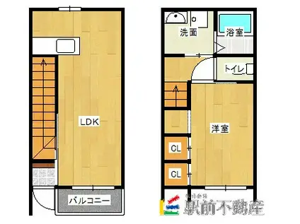 スプリングハウス(1LDK/1階)の間取り写真