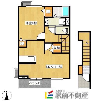 ガーデンハウス谷町(1LDK/2階)の間取り写真