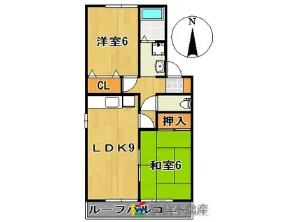 セジュールソシアⅡ(2LDK/1階)の間取り写真