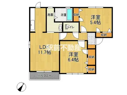 グランディール(2LDK/2階)の間取り写真