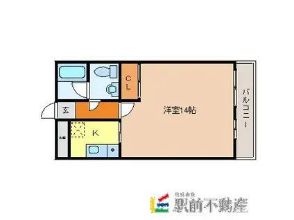 ウイングコート本町(ワンルーム/4階)の間取り写真