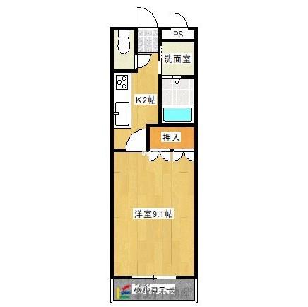 エバーハイム岩津(1K/1階)の間取り写真