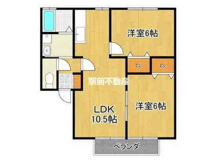 トレゾルソレーユ(2LDK/2階)の間取り写真