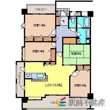 アーサー大牟田ウエスト(4LDK/8階)の間取り写真