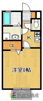 セジュールソシア(1K/2階)の間取り写真