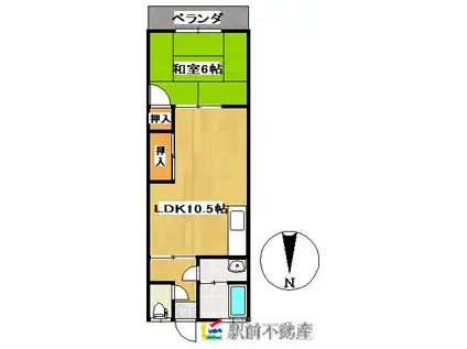 テラス金沢(1LDK/1階)の間取り写真