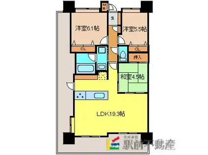 弥生が丘ハウシーズ(3LDK/14階)の間取り写真