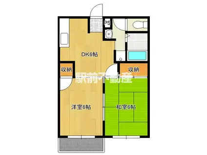 アーバンドリーム(2DK/2階)の間取り写真