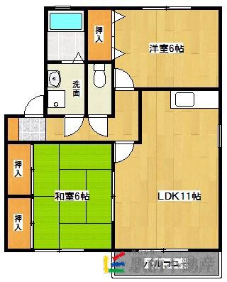 セジュールエスタシオンB(2LDK/1階)の間取り写真