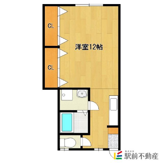 鹿児島本線 筑後船小屋駅 徒歩22分 2階建 築23年(ワンルーム/1階)の間取り写真