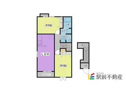 西鉄天神大牟田線 蒲池駅(福岡) 徒歩70分 2階建 築19年(2LDK/2階)の間取り写真