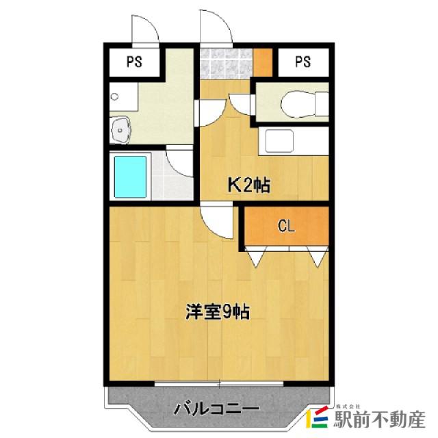 羽犬塚ガーデンハイツⅢ(1K/3階)の間取り写真