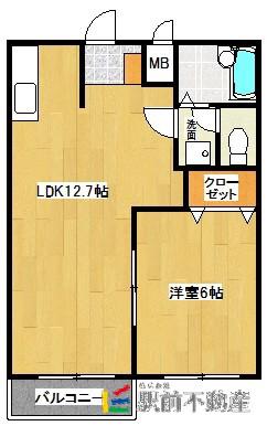 鹿児島本線 羽犬塚駅 徒歩21分 2階建 築35年(1LDK/1階)の間取り写真
