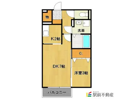 ネオポリス都 B棟(1LDK/1階)の間取り写真