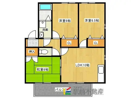 ピュアドームI(3LDK/2階)の間取り写真