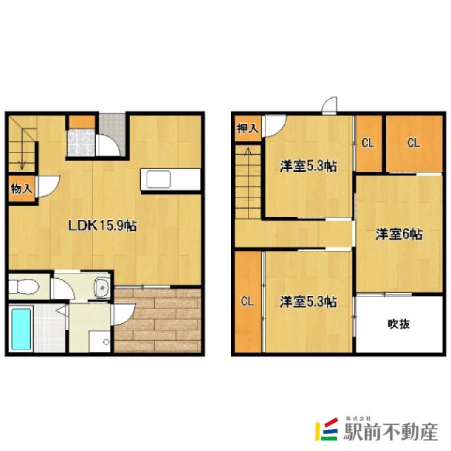 鹿児島本線 筑後船小屋駅 徒歩24分 2階建 築18年(3LDK)の間取り写真
