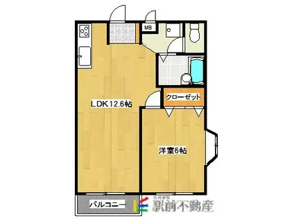 シティハイツナカムラ3(1LDK/2階)の間取り写真