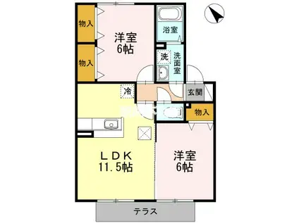 サンライフ樟の實 A棟(2LDK/1階)の間取り写真