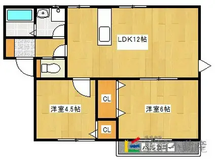 西鉄天神大牟田線 三潴駅 徒歩8分 2階建 築30年(2LDK/2階)の間取り写真