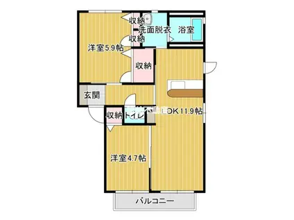 シャルマンメゾン大川(2LDK/2階)の間取り写真