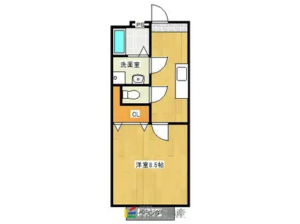 メゾンソアレ(1K/1階)の間取り写真