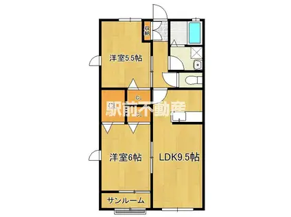 ヴィラ大塚(2LDK/1階)の間取り写真