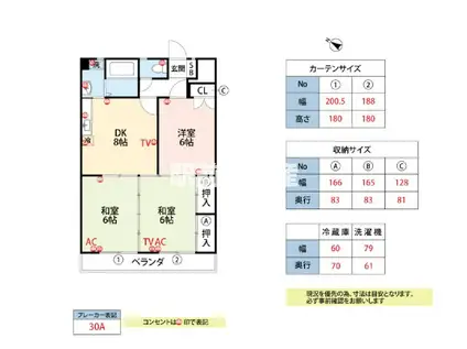 レジデンス中央(3DK/3階)の間取り写真