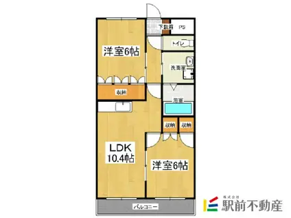 グランフォースMOCO(2LDK/2階)の間取り写真