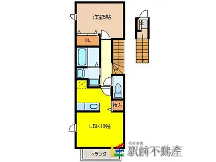 フルーブ・レゾネートE(1LDK/2階)の間取り写真