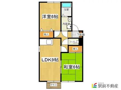 セジュールオリカンA棟(2DK/2階)の間取り写真