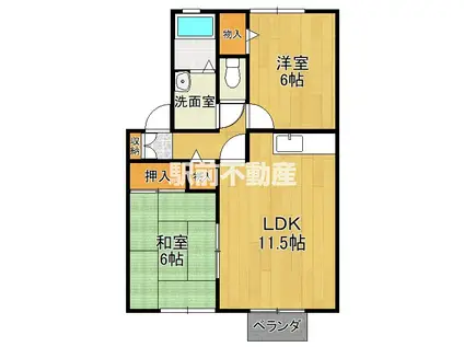 アークフラッツD棟(2LDK/1階)の間取り写真