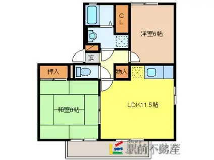 エスポワール(2LDK/1階)の間取り写真