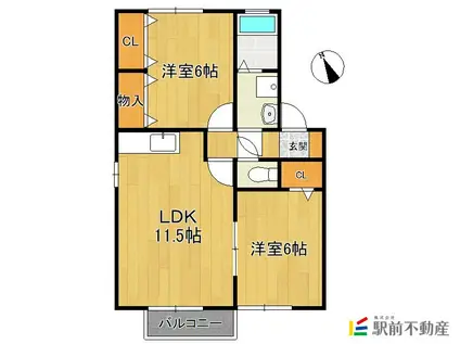 セジュール柳川(2LDK/2階)の間取り写真