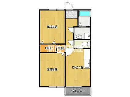 ラメール(2DK/2階)の間取り写真