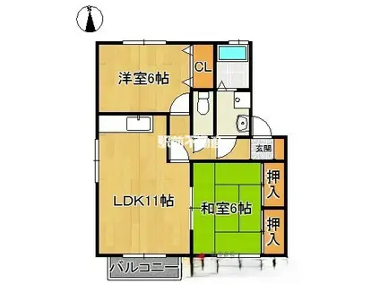 アークフラッツⅡ C棟(2LDK/1階)の間取り写真