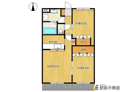 ボンヌールさくら(2LDK/2階)の間取り写真