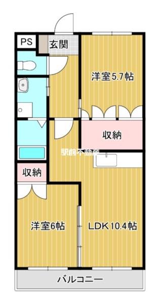 アイディール(2LDK/2階)の間取り写真