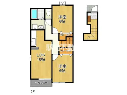 アルハンブラ一番館(2LDK/2階)の間取り写真
